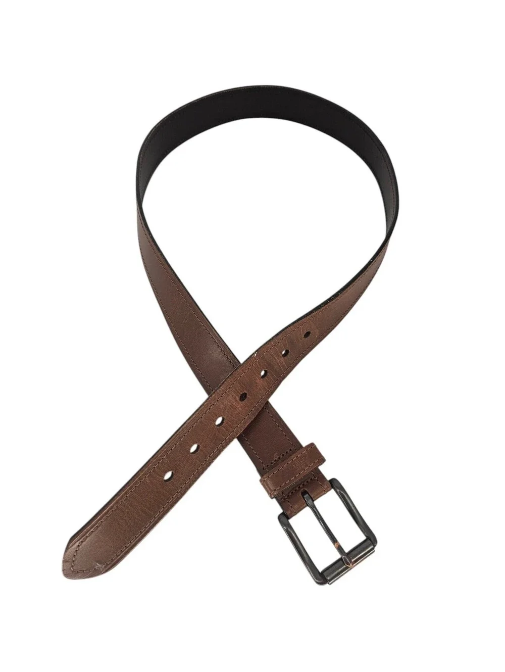Dickies Mens Sz 40 Classic Brown Leather Belt w/ Black Buckle